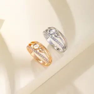 Cincin Emas Silver Titanium Anti Karat Untuk Wanita Dewasa Model LoveClasik Permata Zircon-Ring
