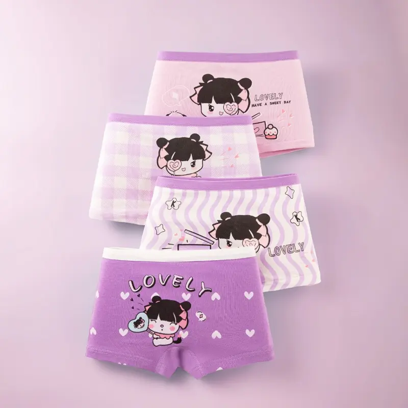 YEPPEO~CD1767 Celana Dalam Boxer Anak Perempuan CD Bahan Katun Motif Kartun Ungu Pink Kid Lucu Fashion 1