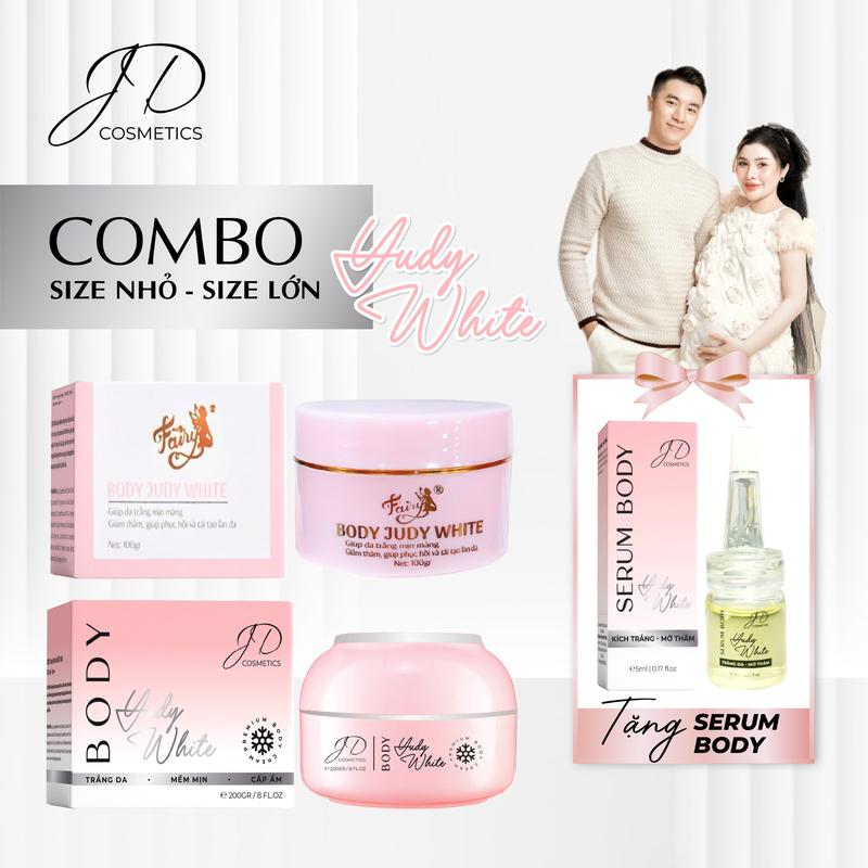 KEM DƯỠNG DA BODY JUDY WHITE Hộp nhỏ - Hộp Lớn Tặng Serum Body Hỗ Trợ Nâng Tone Sáng Da