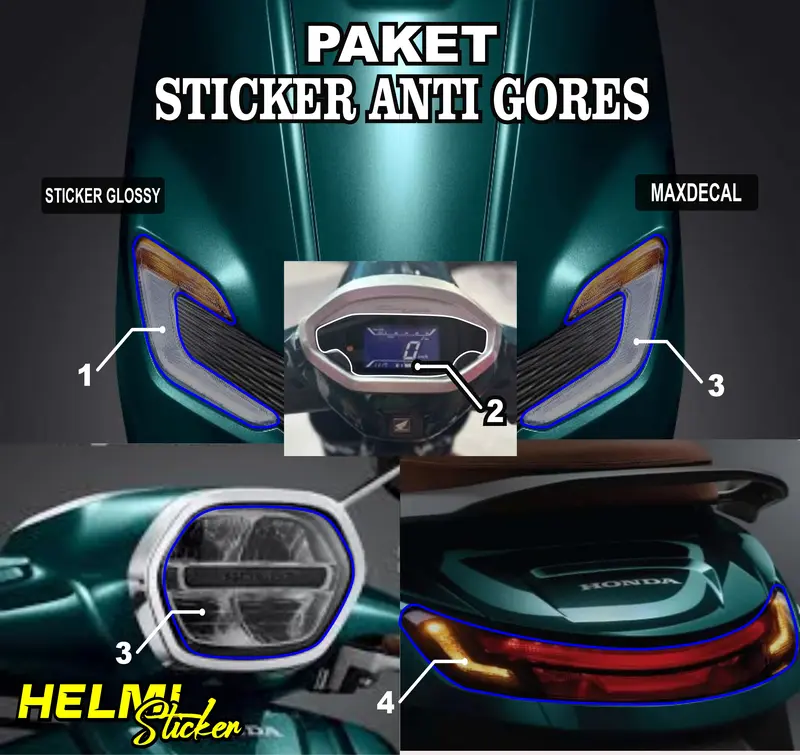 PAKET STICKER TRASPARAN MIKA HONDA STYLO 160 PELINDUNG MIKA ANTI GORES  SEN LAMPU STOP LAMPU DEPAN SPIDOMEETER ANTI GORES VARIASI STIKER Motorcycle 2