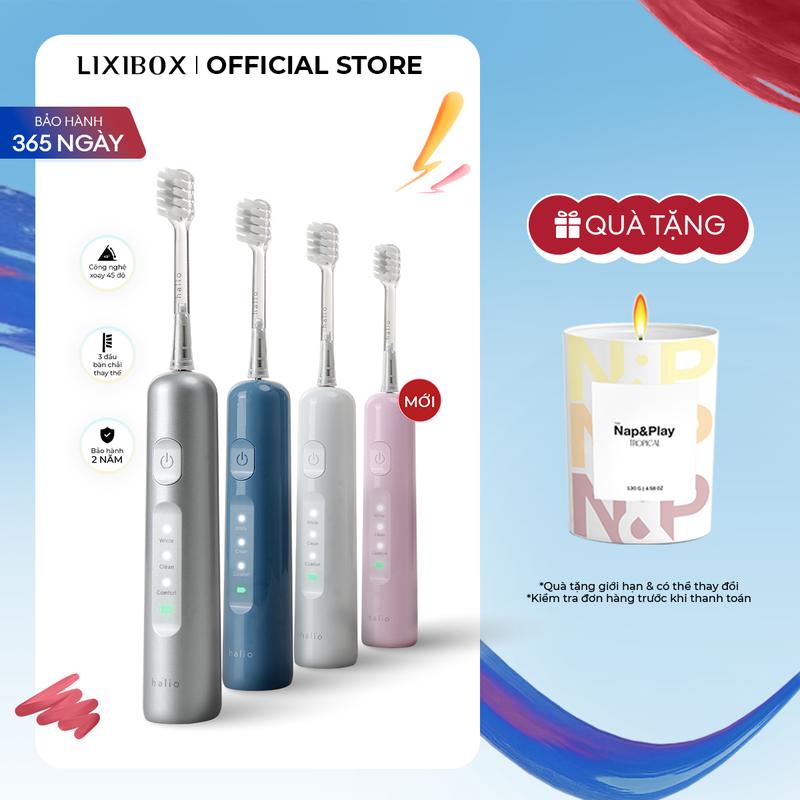 Bàn Chải Điện Halio Wave Sonic Electric Toothbrush Công Nghệ Chuyển Động Kép Động Cơ Maglev 55000 Nhịp Phút Lông Siêu Mảnh 0.015mm Chống Nước IPX7 3 Chế Độ Làm Sạch