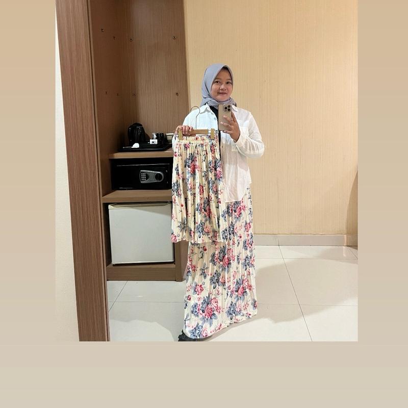 Rok panjang plisket premium couple rok anak sampai dewasa rok motif bunga mawar 4