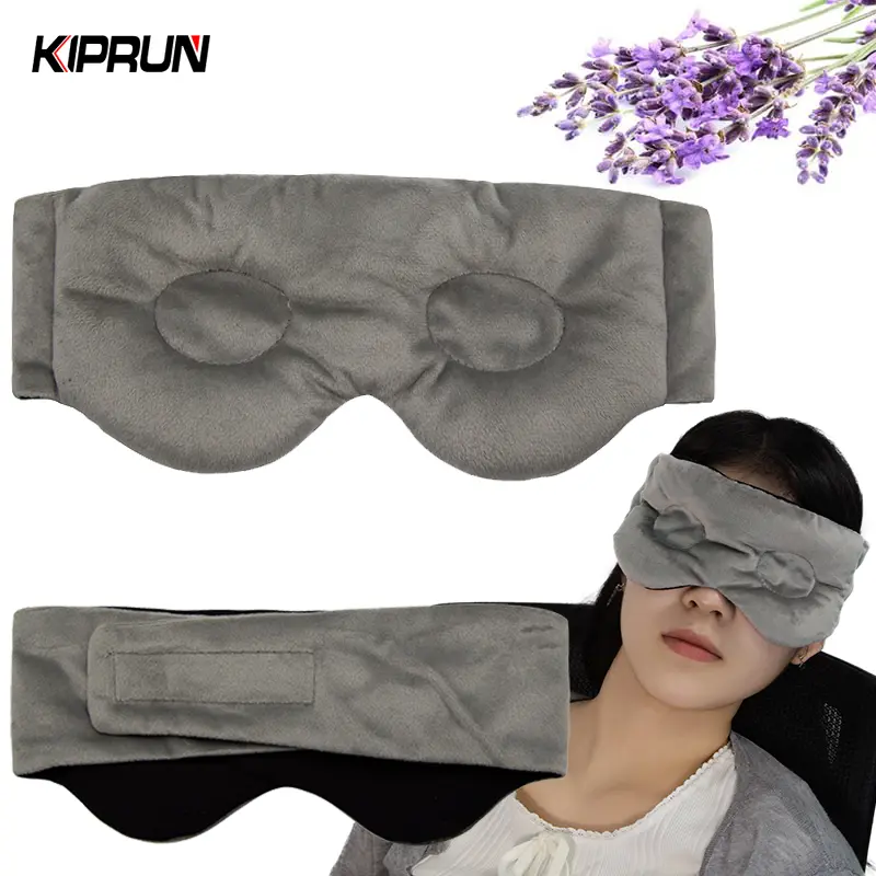 KIPRUN 3D Eye Mask, Lavender Moist Heat Eye Mask for Stye Puffy Eye Hot Compress, Warm Compress for Eyes, 100% Light Blocking Blindfold, Flaxseed Microwave 3D Contour Heated Weight