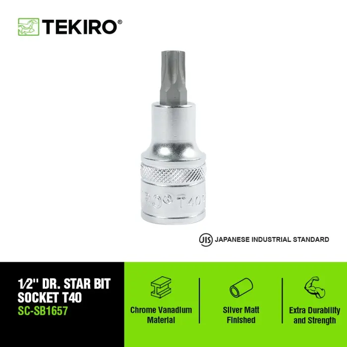 Tekiro 1/2 Inch Star Bit Socket T 40 / Mata Sok Bintang / Anak Sok Bintang / Tools - Alat Perkakas - Kunci - Alat Pertukangan