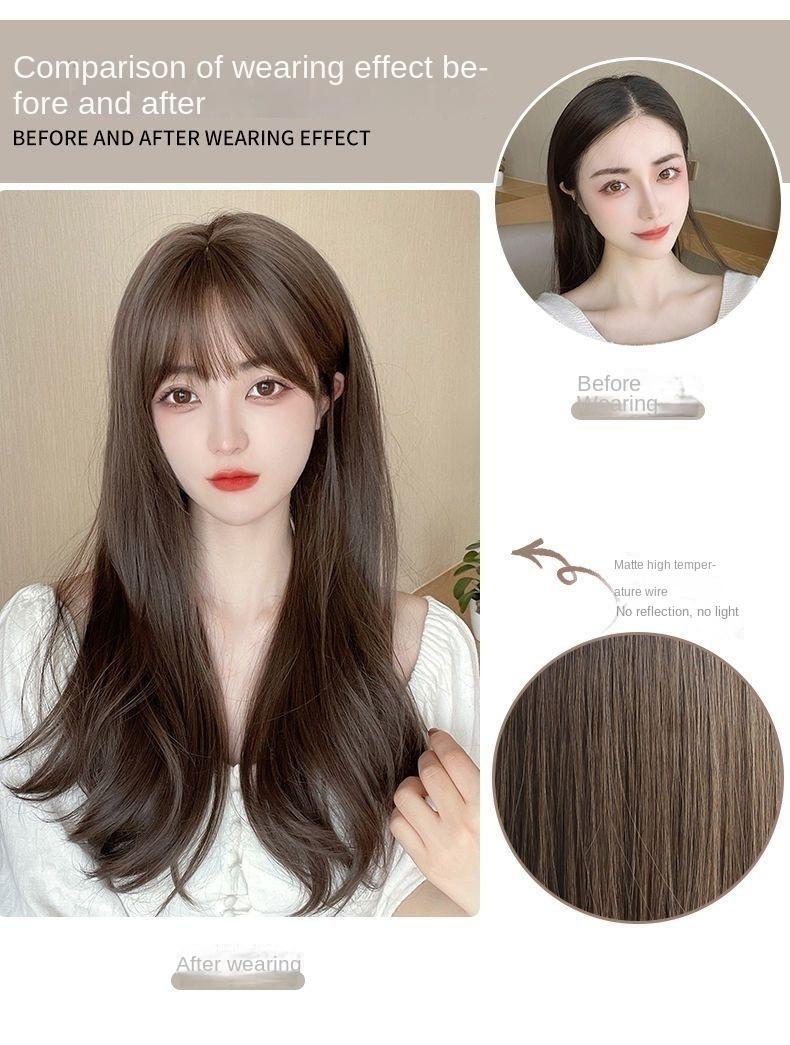 Product Introduction of Wig Women's Full-Head Wig-Style Mid-Length Hair 2024 Fashion New Wig Sheath Suitable for round Faces Hairstyle Simulation Natural 3