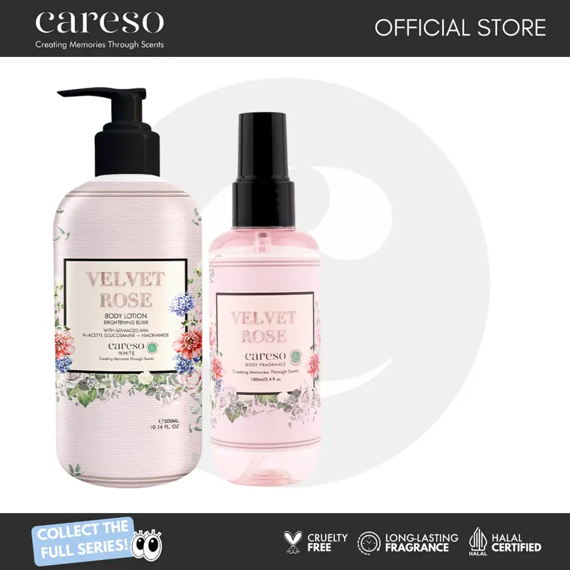 [BUNDLE] CARESO Velvet Rose (Lotion + Fragrance Series) - 2pcs 1