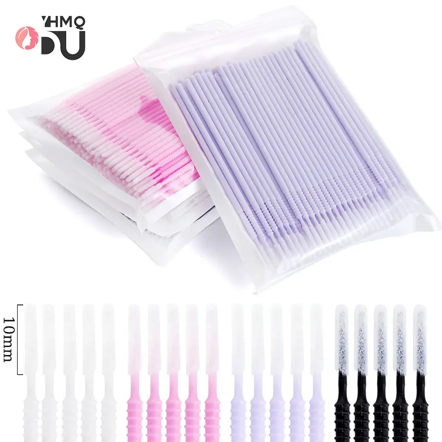 Disposable Microbrush Applicator Eyelash Mascara Glue Cleaning Brush Makeup Tools Long Head Bendable Micro Brushes