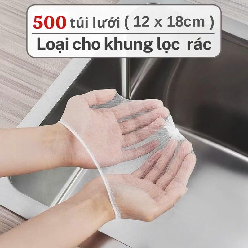 Túi lưới lọc rác combo 200 cái size 12cm x 18cm túi lọc thức ăn KHÔNG KÈM THEO KHUNG NHỰA HAY ĐỒ LỌC INOX thừa gắn bồn rửa chén đồ gia dụng đồ dùng nhà bếp tiện ích