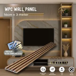 ALPHA - WPC Wall Panel PVC 3M x 16CM / Wood Panel Wallpaper Dekorasi Dinding Estetik Anti Air&Rayap
