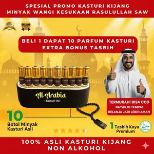 10 Botol  Parfum Kasturi Kijang + Bonus Tasbih 100% Original Import Non Alkohol Parfum Arab Aroma Menenangkan Cocok untuk Shalat , Ibadah dan Majelis