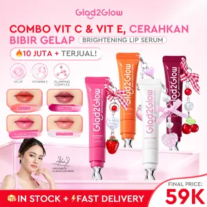 【12.12 Mega Sale】Glad2Glow Brightening Lip Serum - BERRY SODA SHADE READY STOCK!!! VC-IP Vitamin E 3in1  Lip Serum Treatment  Melembabkan Mencerahkan Bibir Gelap Lip Tint Warna Natural Glowing Tahan Lama Buildable Natural Lip Color Care G2G