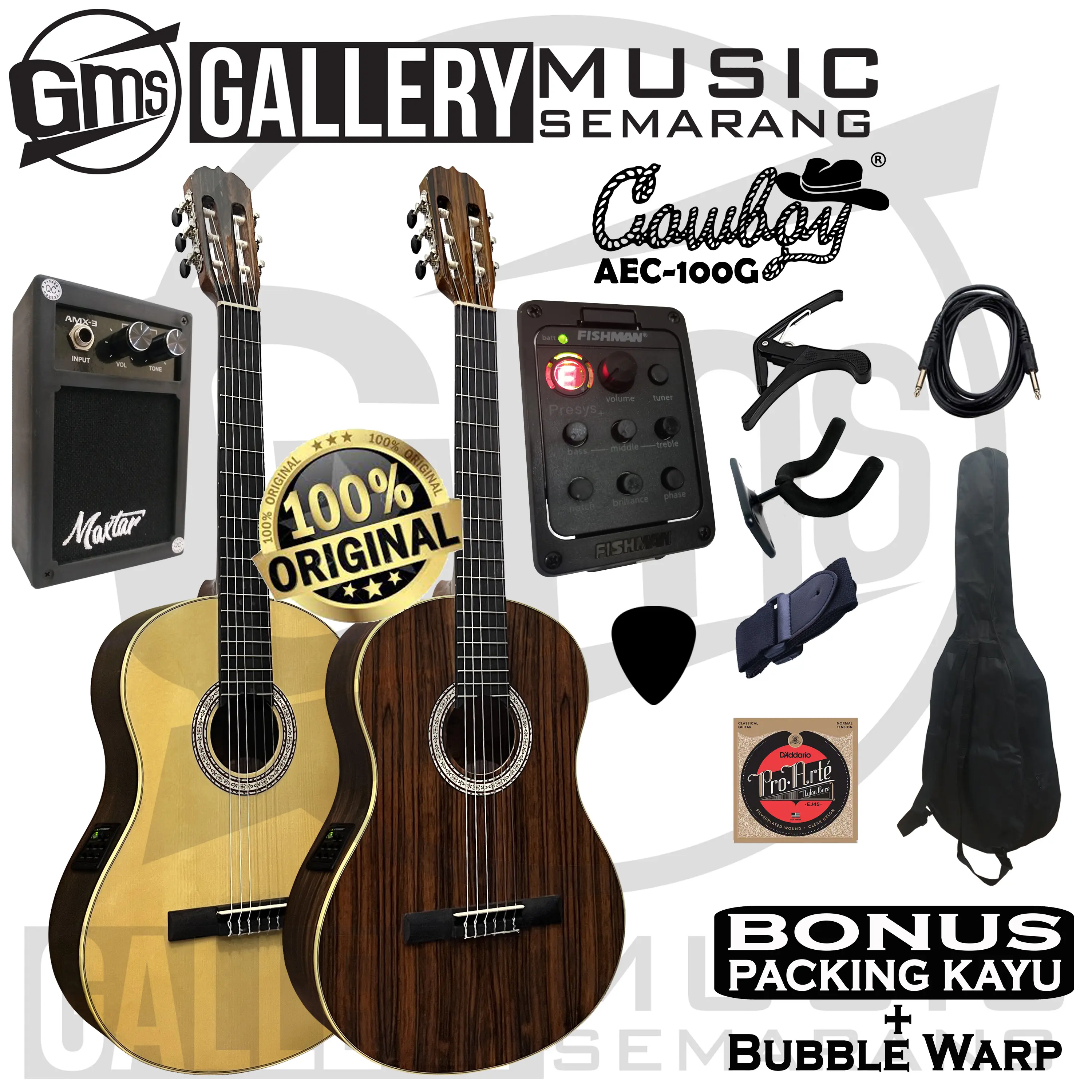ORIGINAL!!! Gitar Klasik Elektrik Cowboy AEC-100G NA / AEC 100 G NS Gitar Cowboy Original (TT)