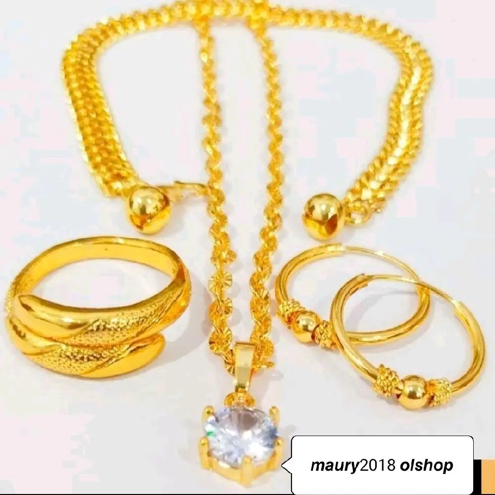 Set perhiasan wanita dewasa terbaru dengan warna emas 24k terlaris anti karat & tidak mudah luntur