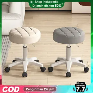 Kursi Hidrolik Bangku Bulat Putar Dengan Roda Kursi Salon Spa Tinggi Dapat Disesuaikan Kursi Makan Santai Furniture Busa Sintetis