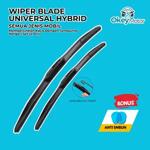 Wiper Mobil hybrid Blade Universal Bonus Stiker Anti Embun 1 Set Kiri dan Kanan Pembersih Kaca Depan Karet Kendaraan