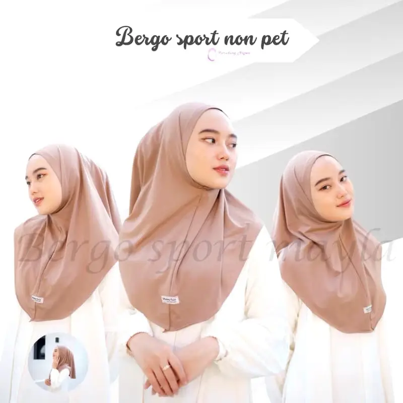 hijab bergo daily non pad size m/ jilbab instan bergo malay non pad jersey Lembut