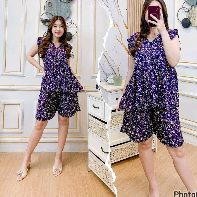 SETELAN PENDEK ZORA MOTIF || DASTER PUTRI BALI || SETELAN RAYON PENDEK 2