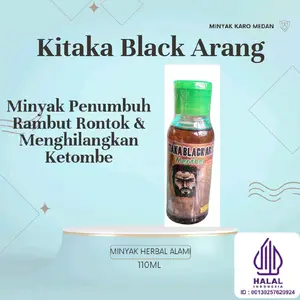 Kitaka Black Arang Minyak Rambut | Atasi Rambut Rontok & Ketombe - Minyak Penumbuh Rambut Alami - Perawatan Rambut Tradisional 110ml
