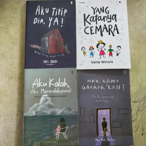 PAKET 4 BUKU / AKU TITIP DIA YA / YANG KATANYA CEMARA / AKU KALAH AKU MERINDUKANMU / NA KAMU GAPAPA KAN / SURAT YASIN