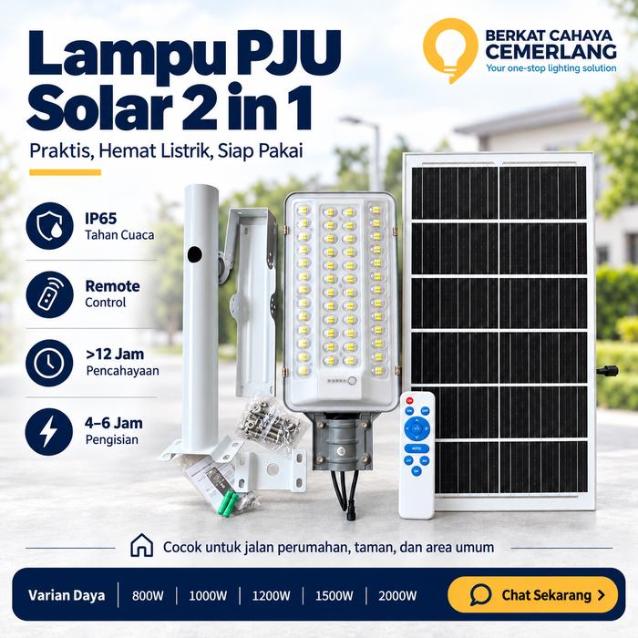 Jual Lampu PJU Solar 2 in 1 800W 1000W 1200W 1500W 2000W Lampu Jalan ...