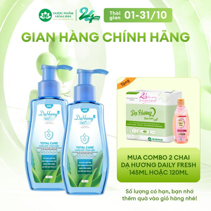 Combo 2 chai dung dịch vệ sinh Dạ Hương Daily Fresh Total Care 145ml - Giúp CHĂM SÓC TOÀN DIỆN
