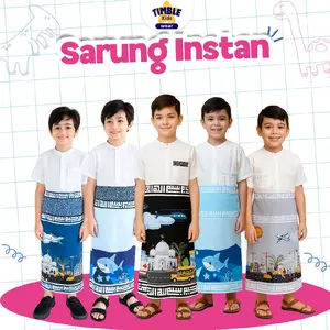 Timble Kids Sarung Instan Anak 2-10 Tahun Motif Vehicle Series dan Ocean Series Muslim Premium Sarung Anak Untuk Kombinasi Setelan Baju Koko Kurta