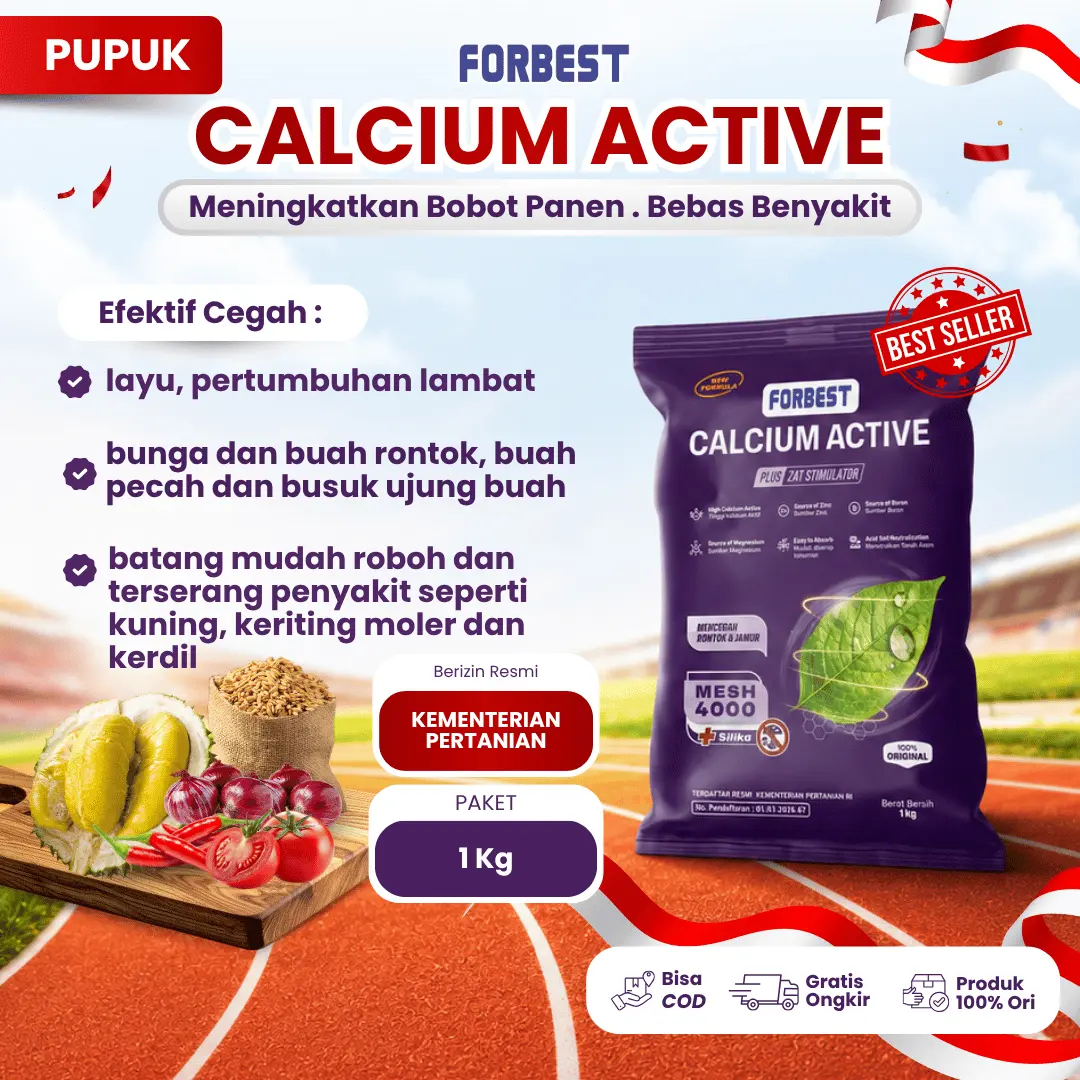 New Forbest Calcium Active 1 Kg - Pupuk Kalsium - Bantu Atasi Bunga Rontok, Daun Kuning Kuning & Keriting, Bunga Gugur & Bunga Tidak Jadi Buah, Pertumbuhan Lambat, Batang Tidak Kokoh, Hemat Pestisida