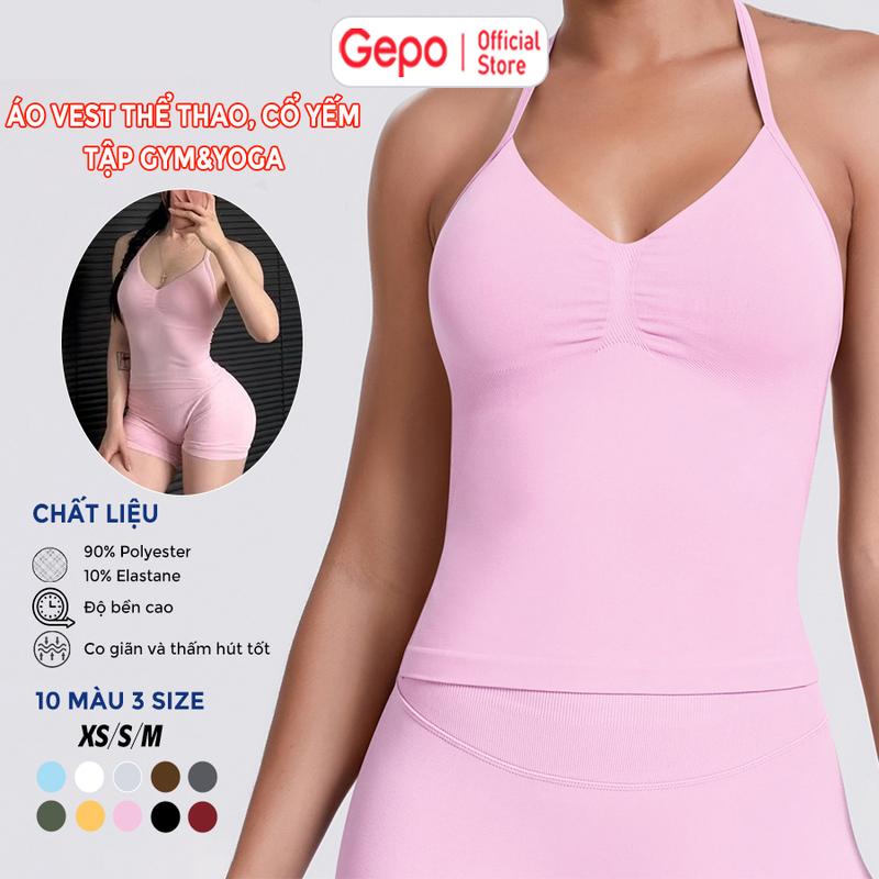 GEPO Áo Thể Thao Gym Yoga Nữ Seamless Dài Chất Dệt Kim Cao Cấp Co Giãn 4 Chiều GP243