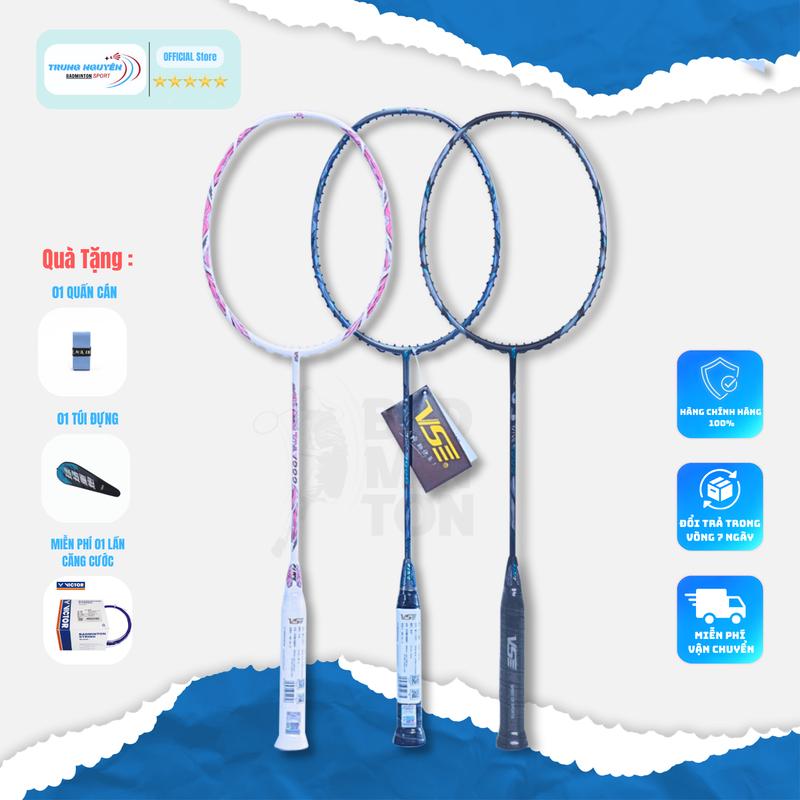 Vợt Cầu Lông VS Titan 1000 Chính Hãng. Đế Đen Đế 3D Carbon Căng Max 16kg Căng Dây Sẵn 11kg Tặng 1 Quấn Cán Tặng 1 Bao Đựng Vợt BH 2 Tháng,Sport Cacbon Nam