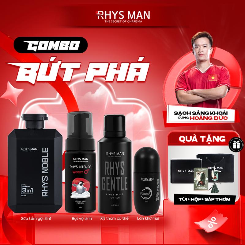 Combo Bứt Phá: Sữa tắm Noble 350ml + Lăn Nách + Body Mist + Bọt vệ sinh hương Bạc Hà | Tặng kèm Set túi hộp & Sáp thơm