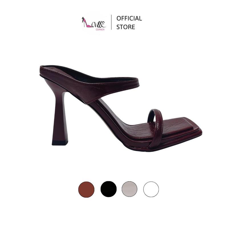 LOVIIECORNER - GUỐC CAO GÓT NỮ MŨI VUÔNG HỞ HẬU - CAO GÓT MULES QUAI MẢNH BASICS GÓT TRỤ CAO 9 PHÂN - 7 PHÂN - DD230762 - DD240734
