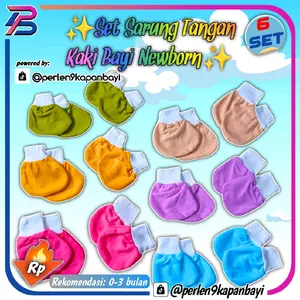 6 Set (12 Pasang) Sarung Tangan Kaki Bayi Newborn Warna Random Polos Bahan katun Cewek Cowok Unisex
