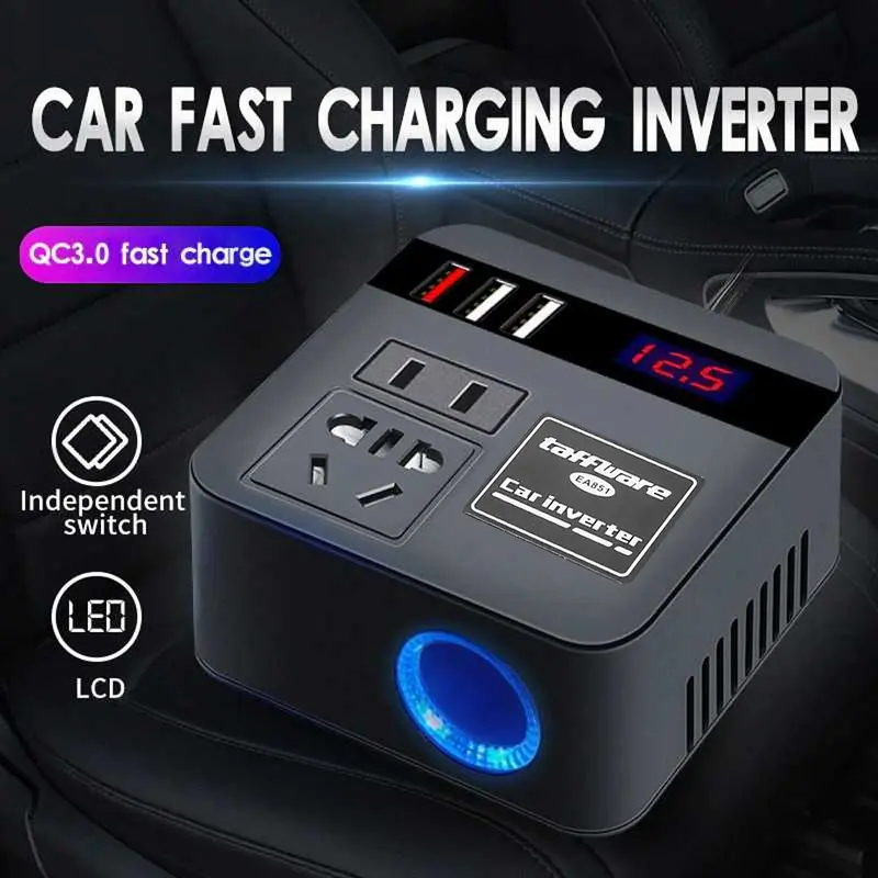 Inverter Charger Mobil 100W Watt 12/24V Colokan Universal 3 USB Converter Konverter Fast Charging Adaptor Car Power Cigarette Plug 1