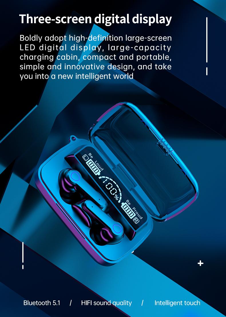 Product Introduction of Tai Nghe Không Dây Bluetooth 5.1 M19, Tai Nghe Chống Nước, Tai Nghe Nhét Tai Chống Mồ Hôi, Hộp Sạc Tai, Âm Thanh Nổi, Khử Tiếng Ồn, Hoạt Động Cảm Ứng Có Thể Sạc Lại 21