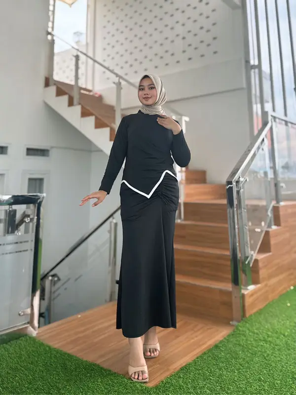 One Set Rok Airin ( Atasan dan Rok ) Model Mermaid Serut Simpel Terbaru 2024 2