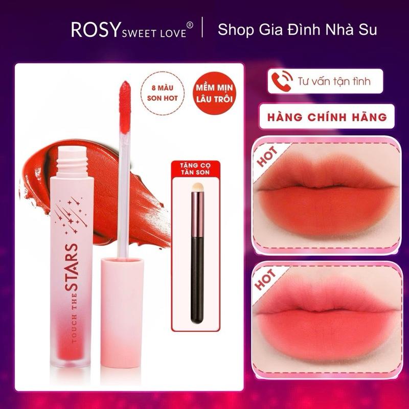 [TẶNG 1 CỌ TÁN SON] Son kem VELVET TINT ROSY siêu lì giữ màu 6-8H,không chì, mềm môi , an toàn cho mẹ bầu Nữ Trang Điểm Mỹ Phẩm Son Môi Cosmetic Women Lip Tint