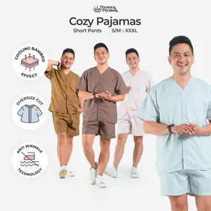[BEST SELLER] Nyonya Piyama Oversized Cozy Pajamas Poly Bamboo Pria Set Celana Pendek