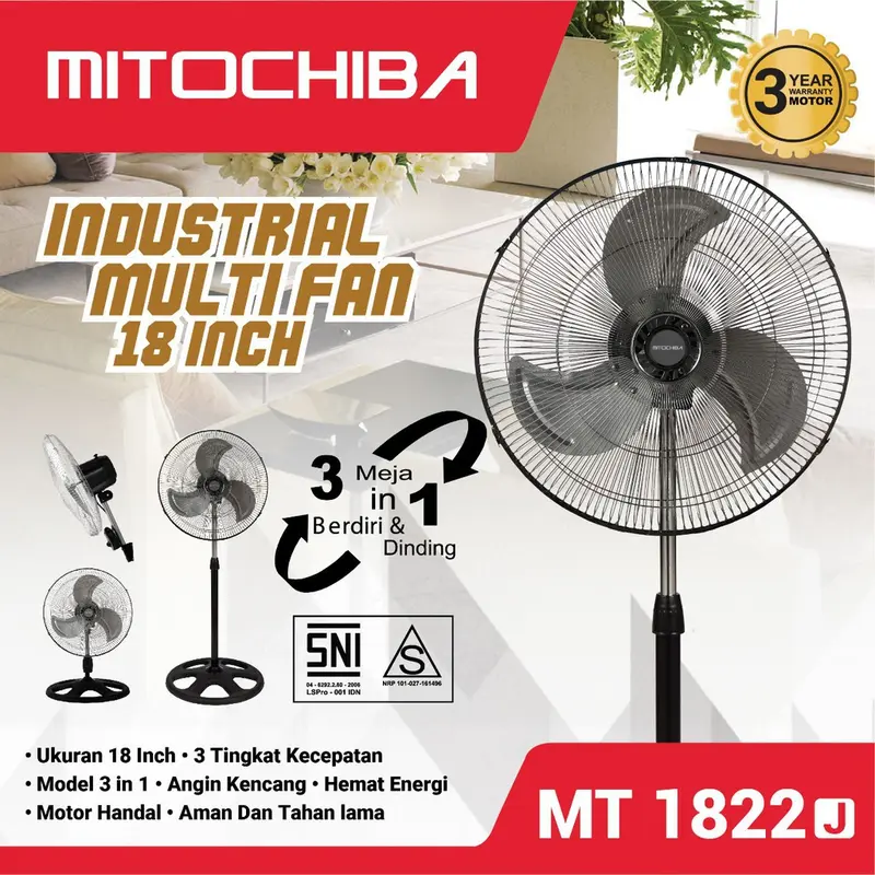 Kipas Angin 3 in 1 Mito 1822 Tegak Dinding Duduk Mitochiba 2