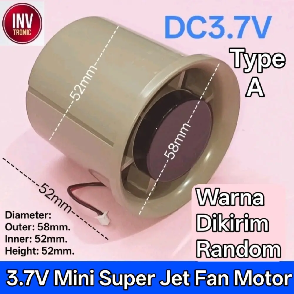 DC3.7V Mini Super Jet Fan Motor Kipas Pendingin Warna Random