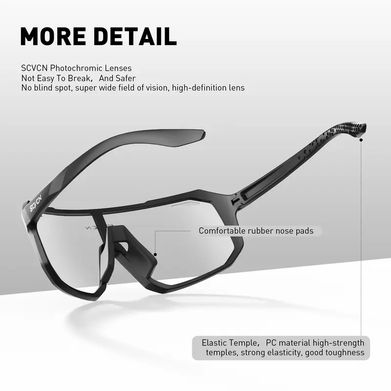 Kính Chống Nắng Đi Xe Đạp, SCVCN, Đổi Màu, Dành Cho Nam Và Nữ, Kính Đi Xe Đạp, Kính Bảo Hộ, Kính Mắt, Thích Hợp Cho Các Môn Thể Thao Ngoài Trời, Xe Máy, Lái Xe, Chạy Bộ, Đi Bộ Đường Dài, Đi Xe Đạp, Bảo Vệ UV400 5