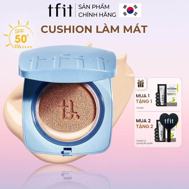 TFIT Cushion chống nắng 12g SPF 50+ PA++++ Hàn Quốc, độ che phủ cao, làm mát, lớp nền mỏng nhẹ, không trôi, dành cho da khô và hỗn hợp thiên khô ICY FIT COVER CUSHION EX SPF50+ PA++++