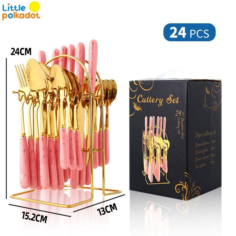 Sendok Garpu Set Sendok Garpu Dan Tempatnya Cutlery Set Sendok Sultan Makan Set Isi 24 Set Gold Marble Bahan Stainless Tebal Rapi Golden Spoon Marble Rak Stainles Souvenir Kado Gift Sendok Garpu Sendok Korea Set stainless Sendok Dan Garpu Set 5