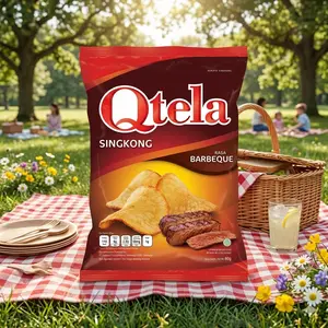 QTELA BBQ 20gr ISI 60 - Keripik Singkong Barbeque Renyah Gurih Camilan Santai Murah Hemat