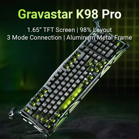 Bàn Phím Cơ GravaStar Mercury K98 Pro - Layout 98% dual 8K return rate - Màn Hình TFT 1.65 inch, 3 Chế Độ Kết Nối