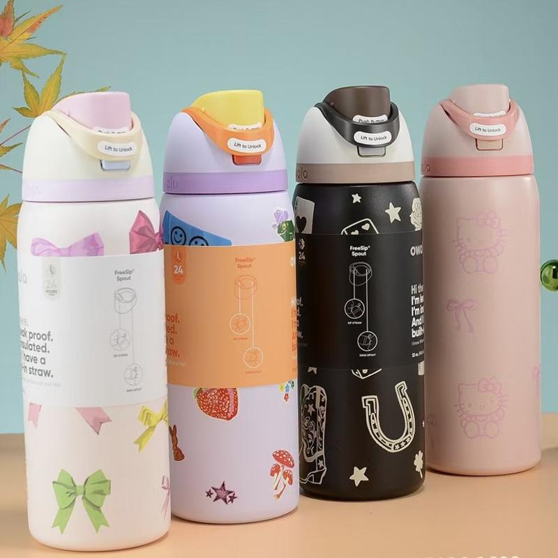 Product Introduction of Hello Kitty Owala FreeSip Insulated Stainless Steel Water Bottle with Straw for Sports and Travel thermos cup outdoor sports water bottle new Owala double-layer vacuum thermos cup sports water bottle outdoor sports fitness car hot and cold straw water cup 11