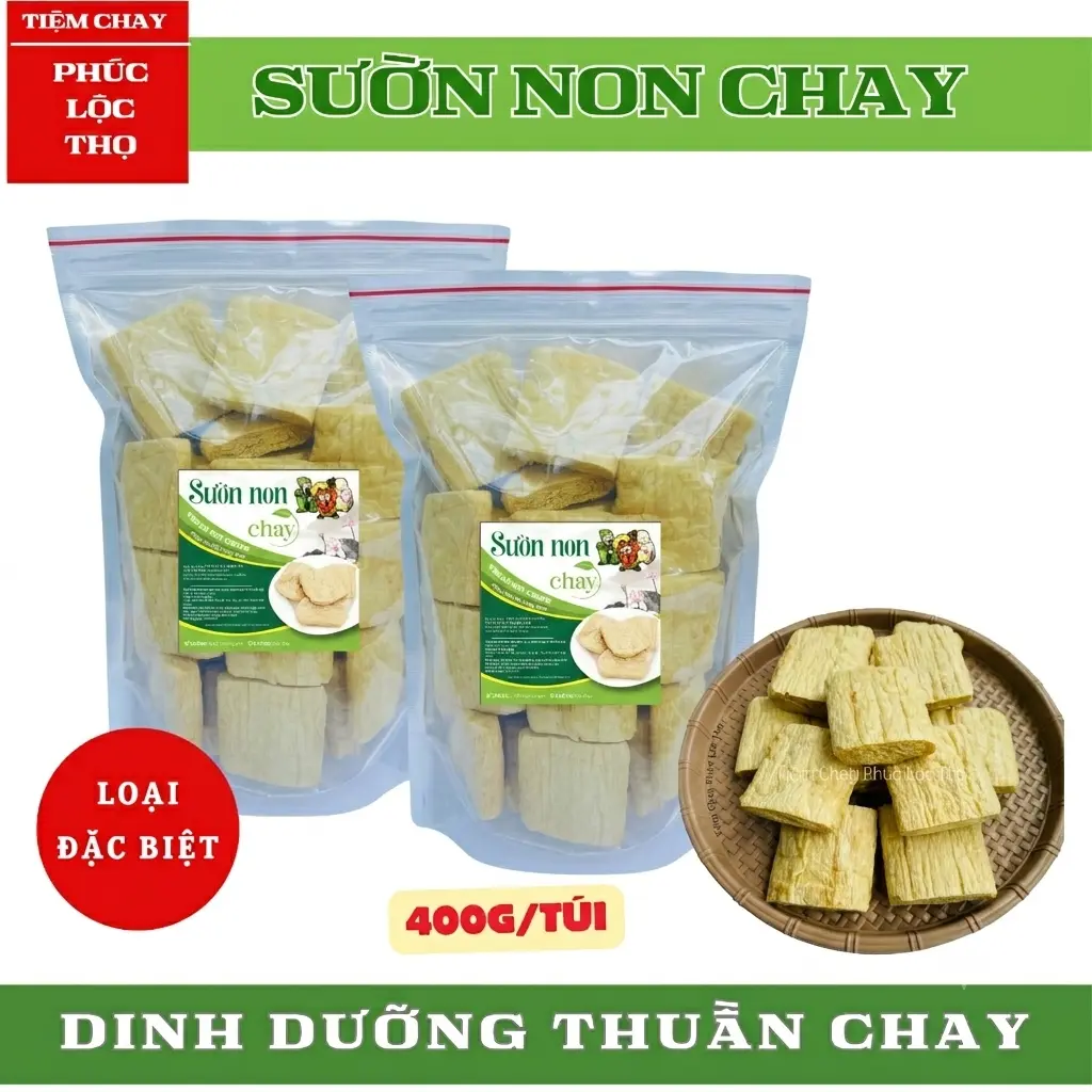 Combo 2 túi SƯỜN NON CHAY/ Sườn miếng- Phúc Lộc Thọ sản xuất theo công nghệ Nhật Bản- Loại Đặc Biệt Vegan Food thực phẩm chay khô