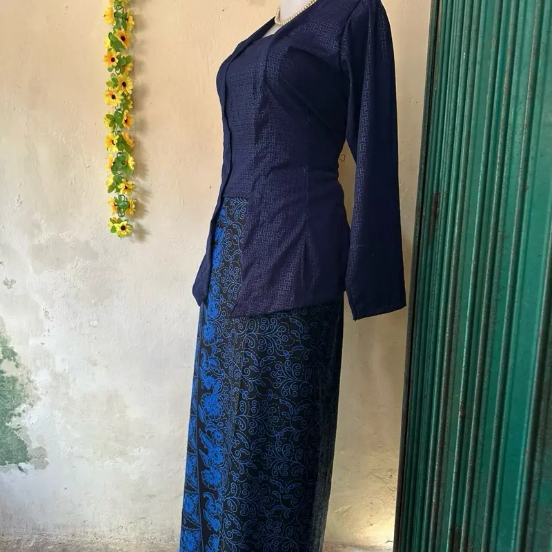 Setelan Kebaya Baduy Model Lidah Wanita, Baju Atasan Katun Panjang Hitam dengan Batik Baduy - Remaja, Tunik, Dress, Dewasa 3