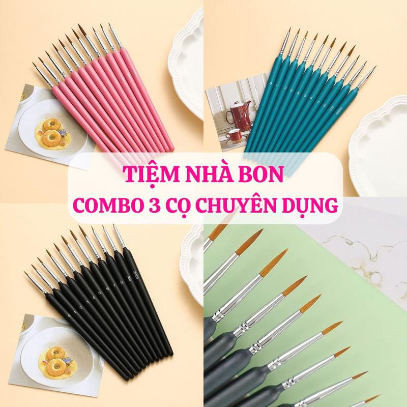 COMBO 3 Cọ chuyên dụng vẽ viền tranh tô màu theo số, Cọ tô viền đi nét dễ dàng