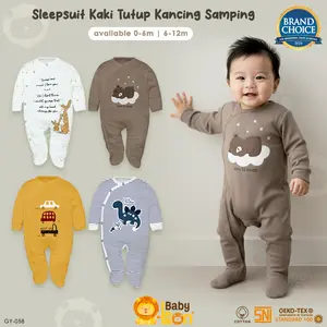 BABY LEON Sleepsuit Bayi Kaki Tutup COTTON GY-058 Jumper Bayi Jumpsuit Bayi Lengan Panjang Jumsuit Anak Bayi Baju Tidur Bayi Baju Bayi Set Pakaian Bayi Laki-laki Perempuan Baru Lahir