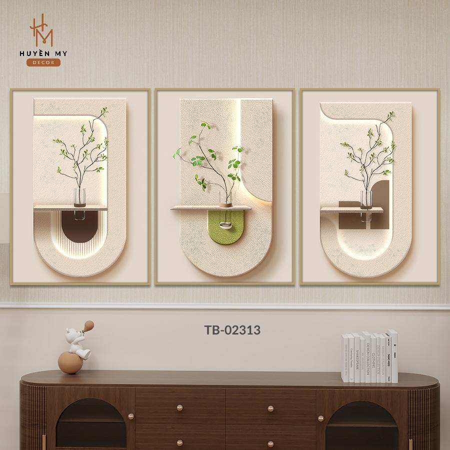 Bộ 3 Tranh Treo Tường Lụa Kim Sa Nghệ Thuật Thiên Nhiên Trang Trí Phòng Khách, Phòng Ngủ, Phòng Bếp, Spa - Huyền My Decor